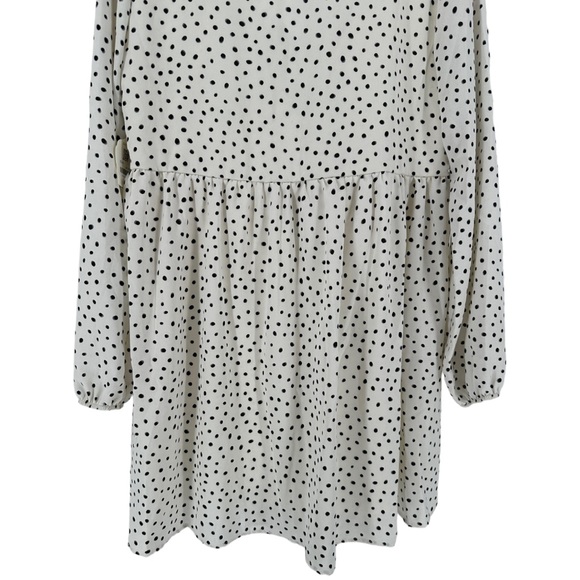 Altar’d State White Black Polka Dot Mini Dress size Large NWT Long Sleeves - Picture 7 of 12